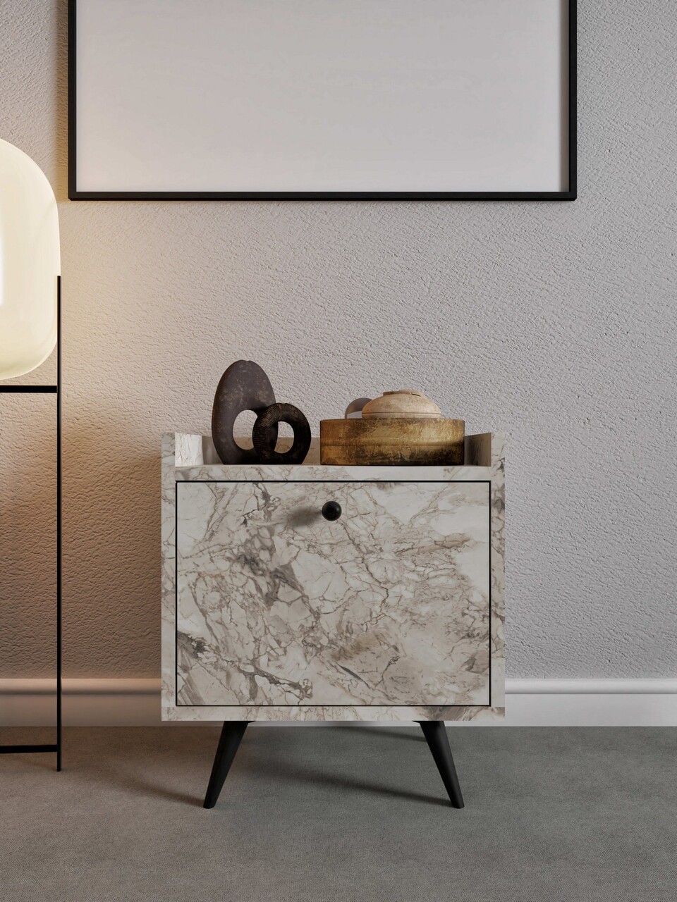 Noptiera, Hanah Home, Dopo, 50x55x40 cm, Marmura Ephesus - imagine 6